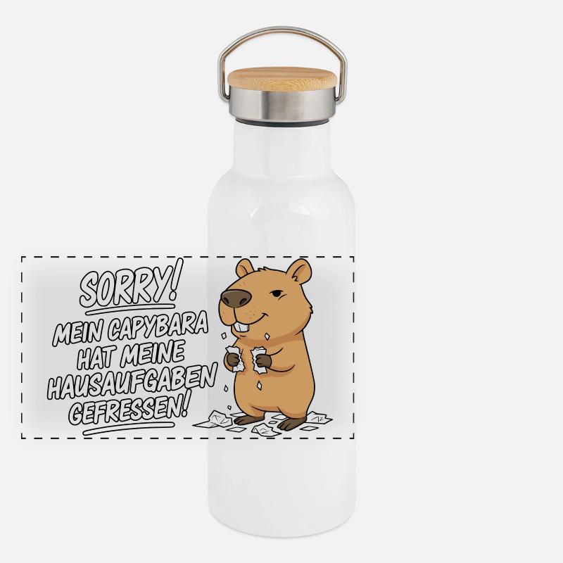 Sorry! Capybara ate my homework Panoramic Thermal Bottle with Bamboo Lid