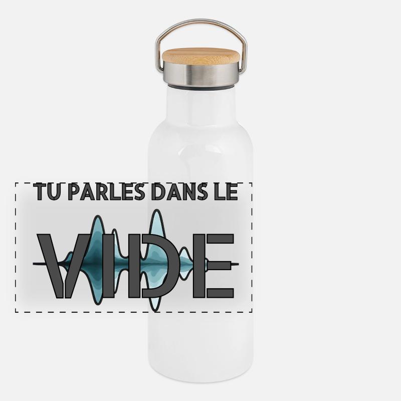L'invisible. - Gourde isotherme avec bouchon en bambou - blanc