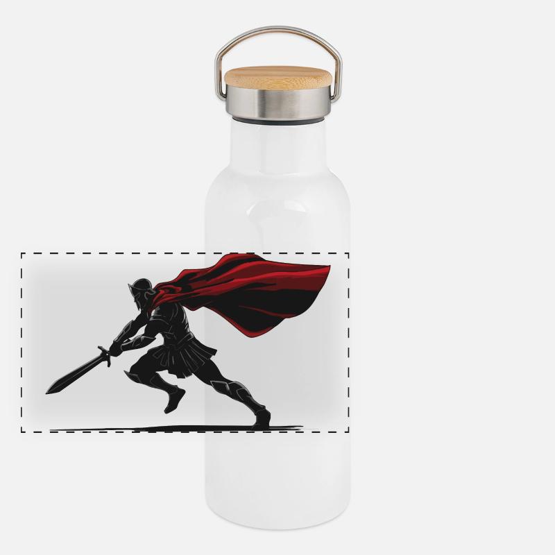 Spartan Warrior Shadow Sword Mascot Warrior Panoramic Thermal Bottle with Bamboo Lid