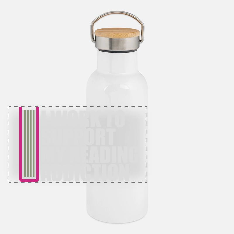 I Work To Support My Reading Addiction Bücher Logo Panorama Thermosflasche mit Bambusdeckel