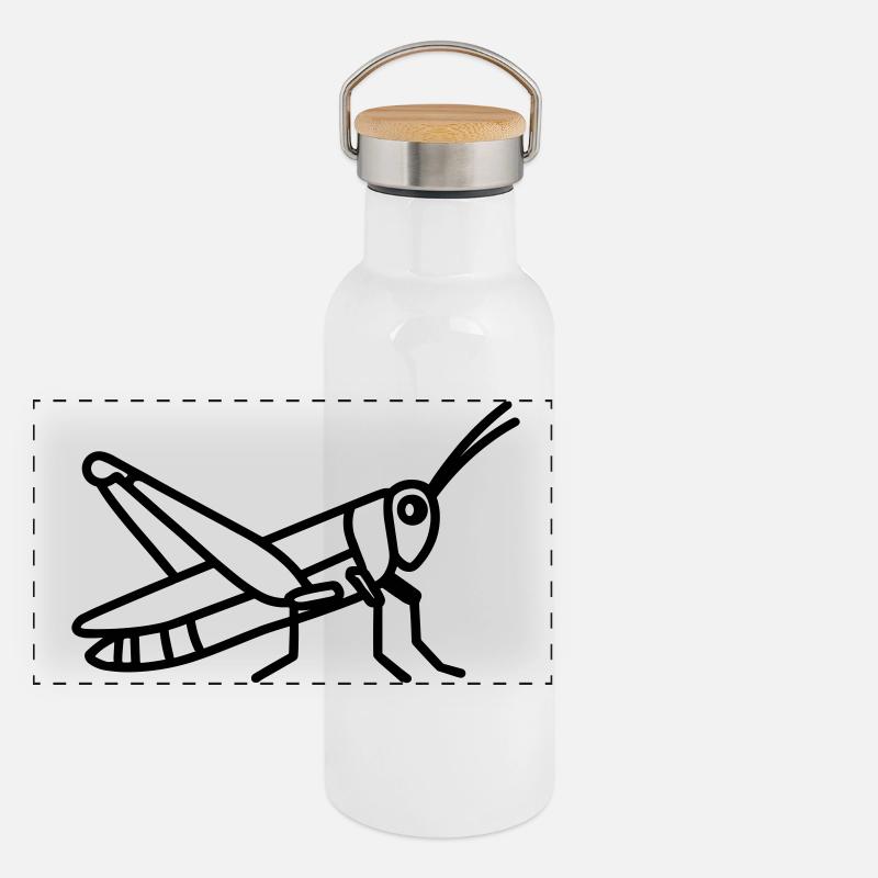 Heuschrecke Panorama Thermosflasche mit Bambusdeckel