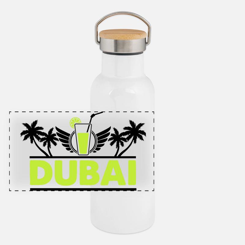 Logo néon de la boisson au citron vert de Dubaï Gourde isotherme avec bouchon en bambou