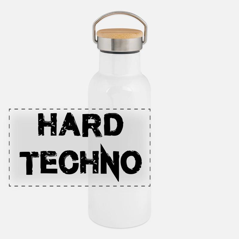 Hard Techno Panorama Thermosflasche mit Bambusdeckel