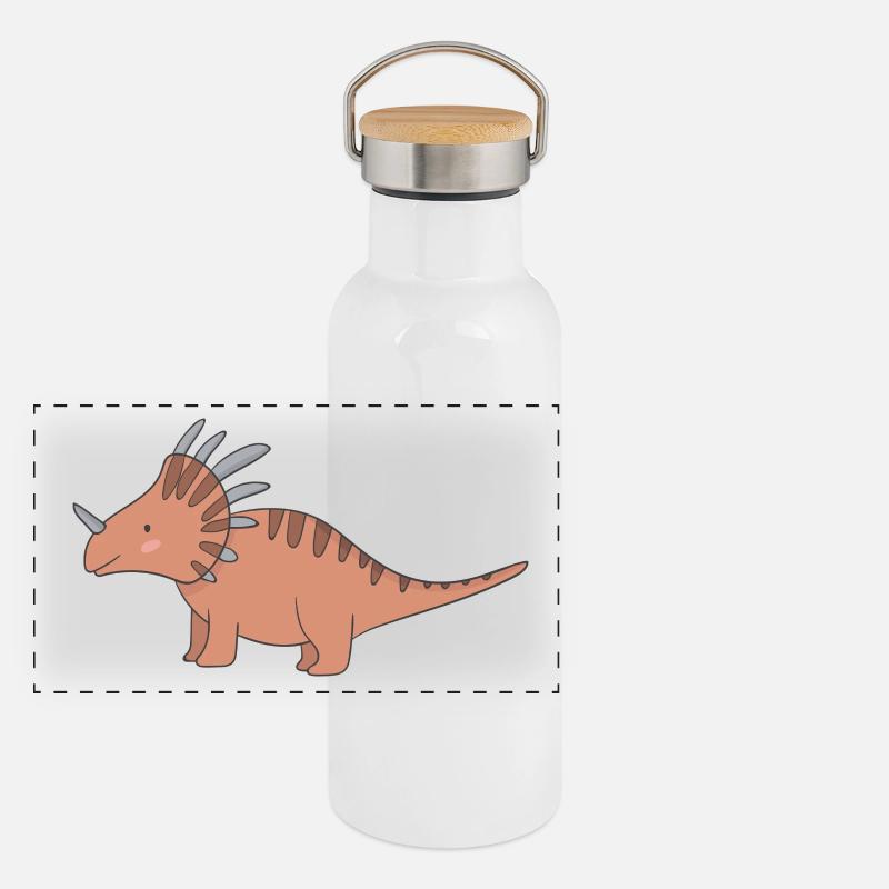 Gift Dinosaur Fossil Kawaii Trex Comic Dino Panoramic Thermal Bottle with Bamboo Lid