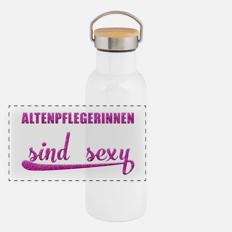 Beruf sexy Geschenk Altenpflegerin Panorama Thermosflasche mit Bambusdeckel
