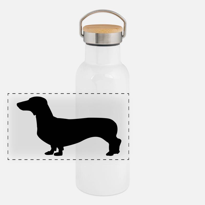 Hund - Dackel Panorama Thermosflasche mit Bambusdeckel