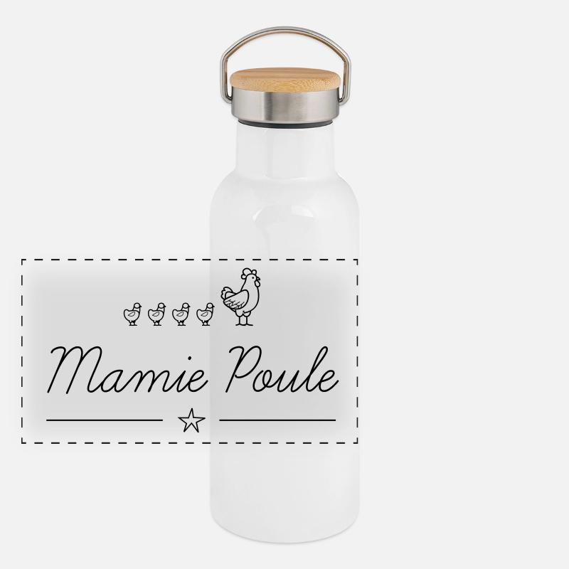 Mamie poule Gourde isotherme avec bouchon en bambou