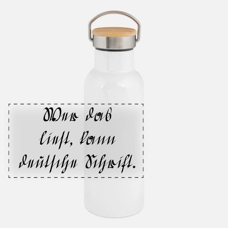 German writing Panoramic Thermal Bottle with Bamboo Lid