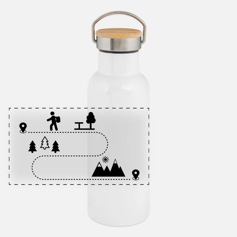 hiking in the mountains Panoramic Thermal Bottle with Bamboo Lid