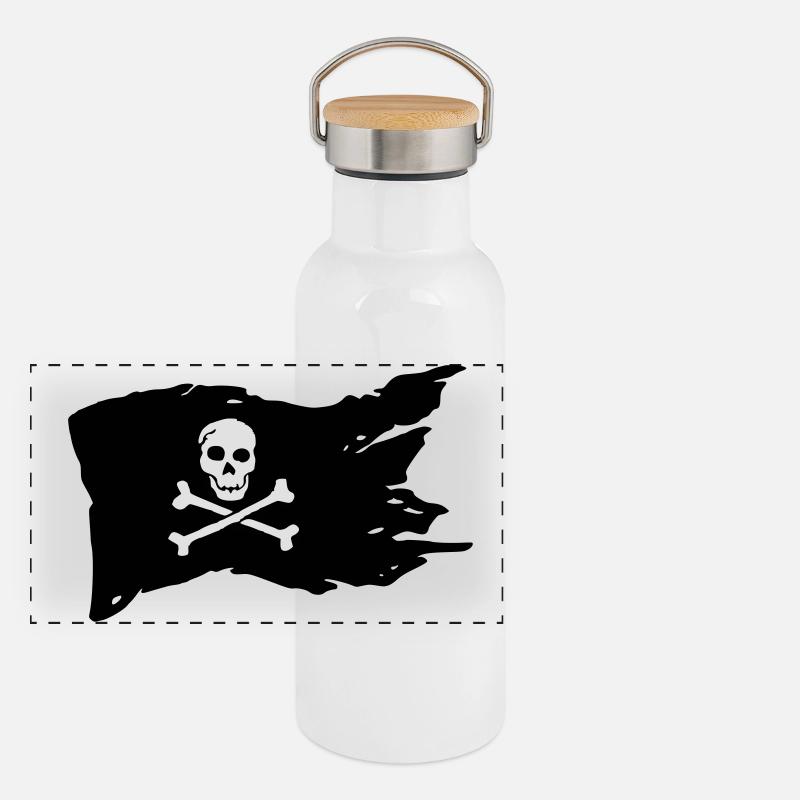 Pirate flag (colors can be customized!) Panoramic Thermal Bottle with Bamboo Lid