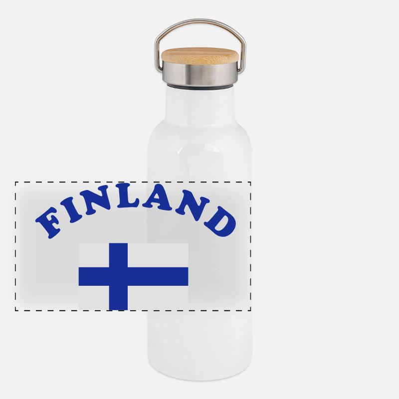 Finnish flag Panoramic Thermal Bottle with Bamboo Lid