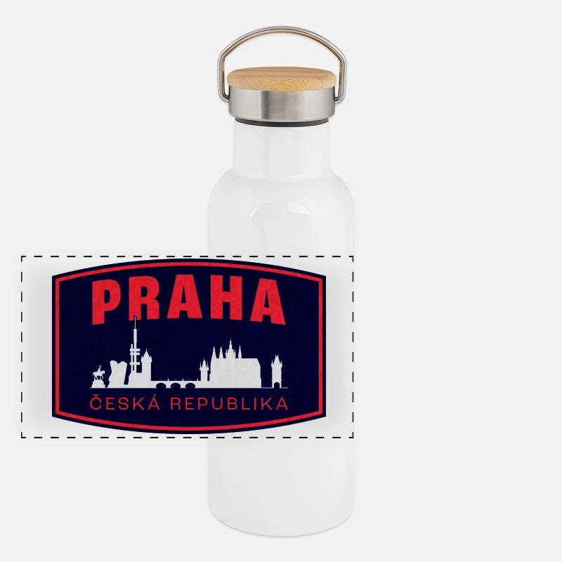 Silhouette de la ligne d’horizon de Prague Gourde isotherme avec bouchon en bambou