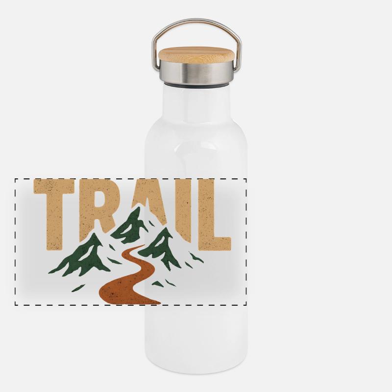 Mountain Trail Route and Summits Panoramic Thermal Bottle with Bamboo Lid