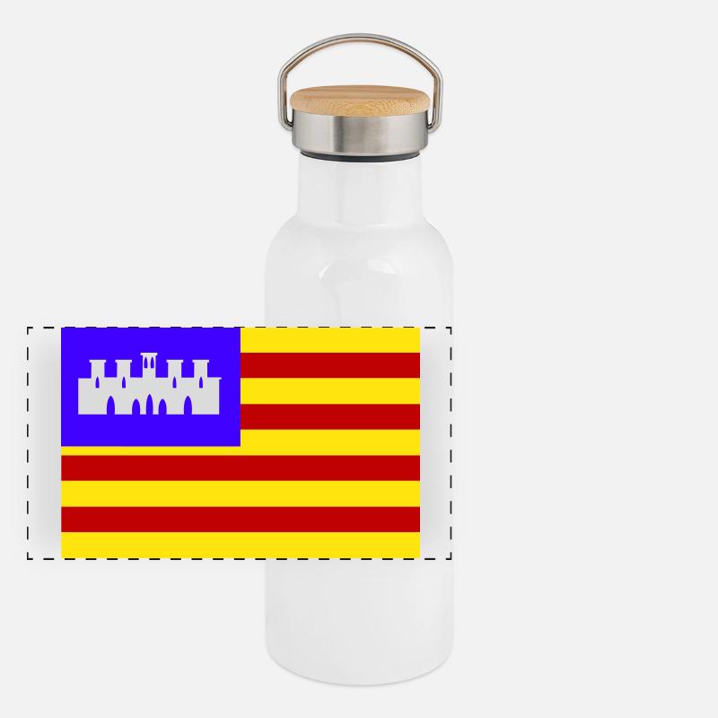 Drapeau de Majorque Gourde isotherme avec bouchon en bambou