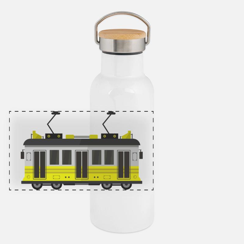 Straßenbahn Panorama Thermosflasche mit Bambusdeckel