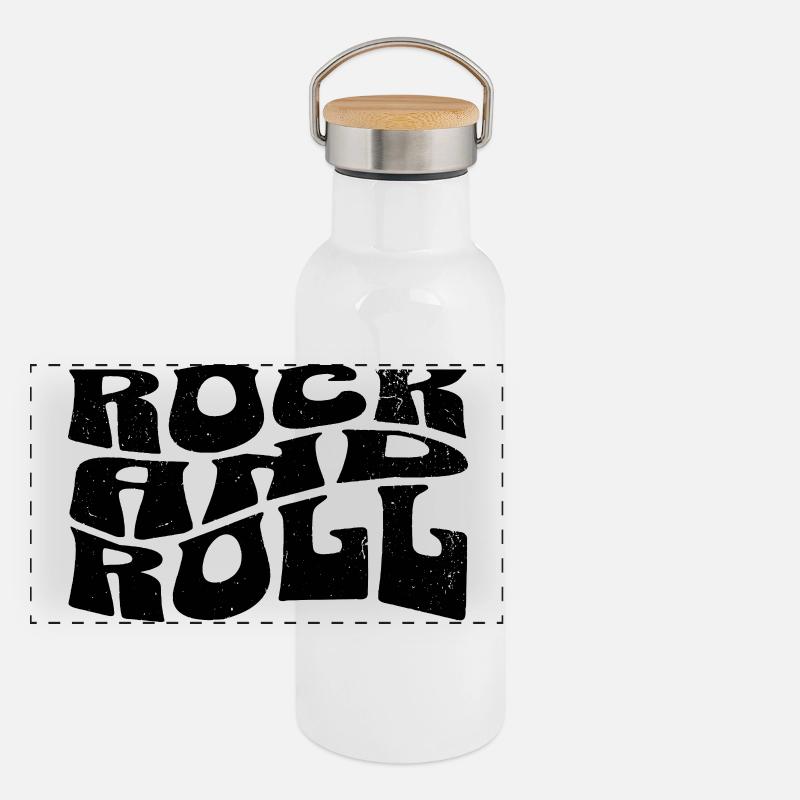 Rock'n'Roll-Logo-Design Panorama Thermosflasche mit Bambusdeckel