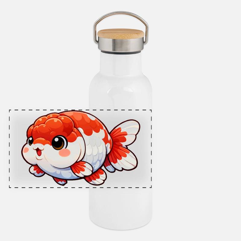 Rnachu Goldfish Design Panoramic Thermal Bottle with Bamboo Lid