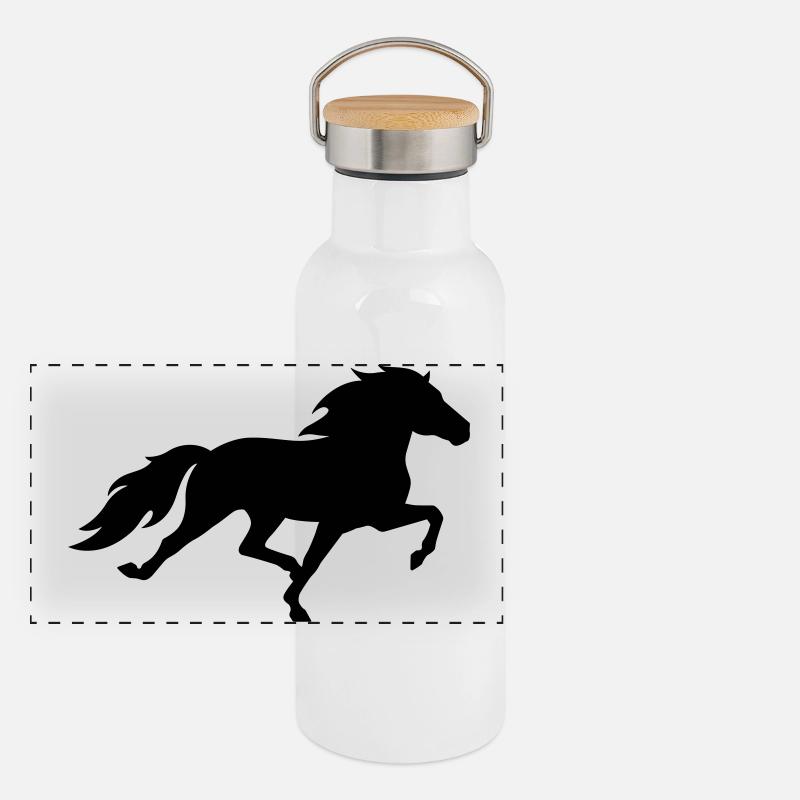 Cheval islandais dans le pass de course Gourde isotherme avec bouchon en bambou
