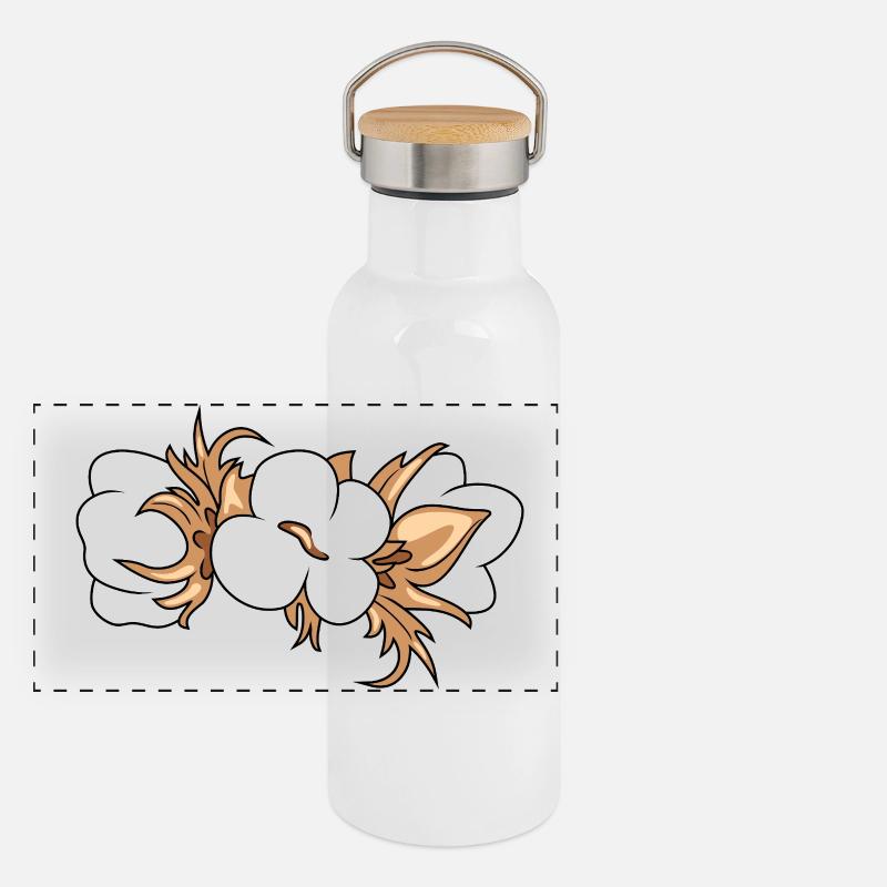 Blooming cotton Panoramic Thermal Bottle with Bamboo Lid