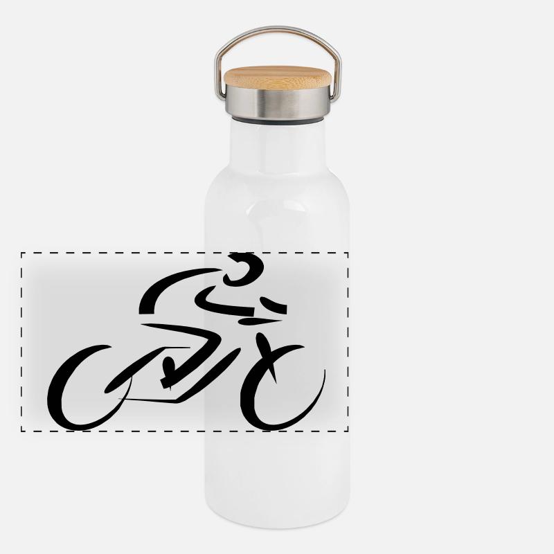 Radfahrer Rennfahrer  Panorama Thermosflasche mit Bambusdeckel