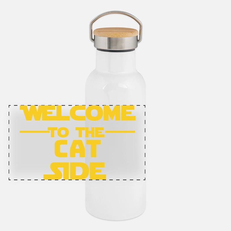 Willkommen auf der Katzenseite Panorama Thermosflasche mit Bambusdeckel