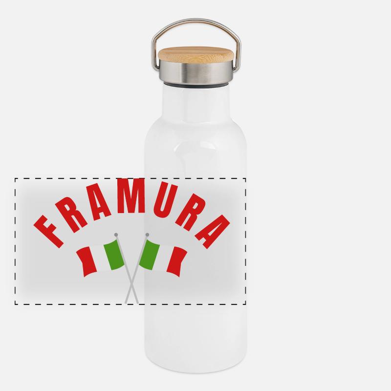 Arche de Framura avec drapeaux italiens croisés Gourde isotherme avec bouchon en bambou