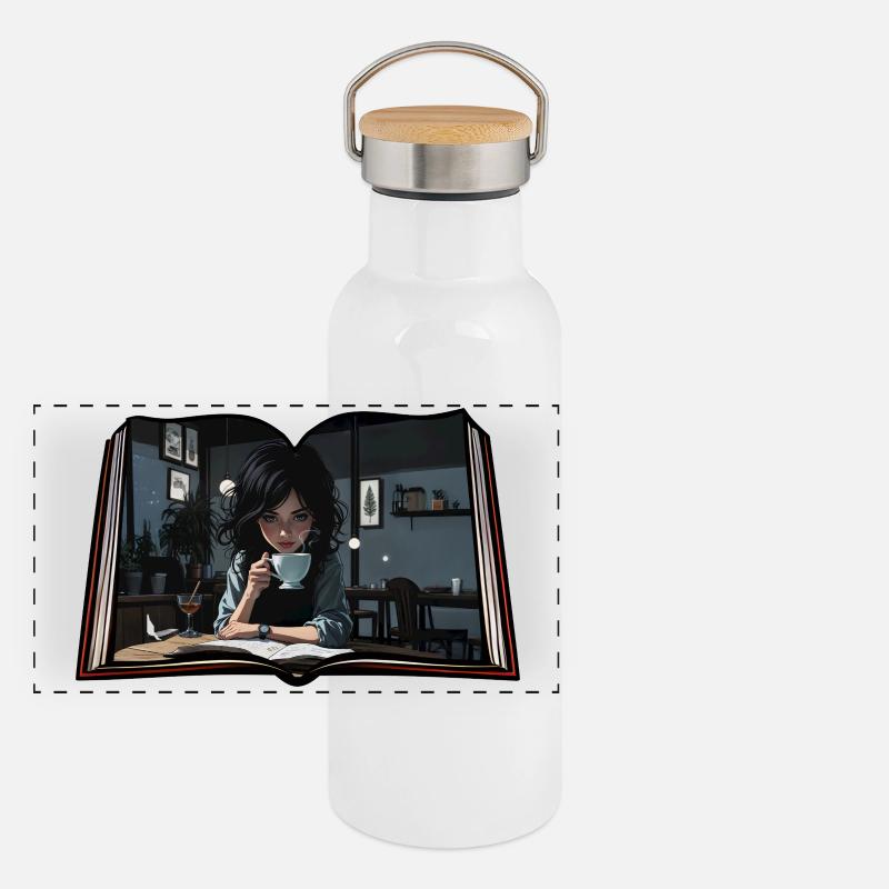 Read book with coffee Panoramic Thermal Bottle with Bamboo Lid