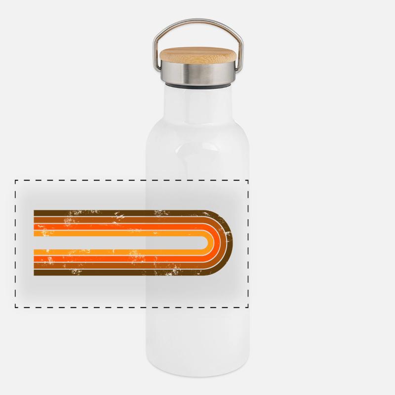Rayures rétro Gourde isotherme avec bouchon en bambou