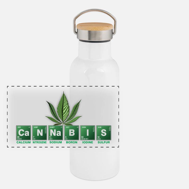 Cannabis Panorama Thermosflasche mit Bambusdeckel