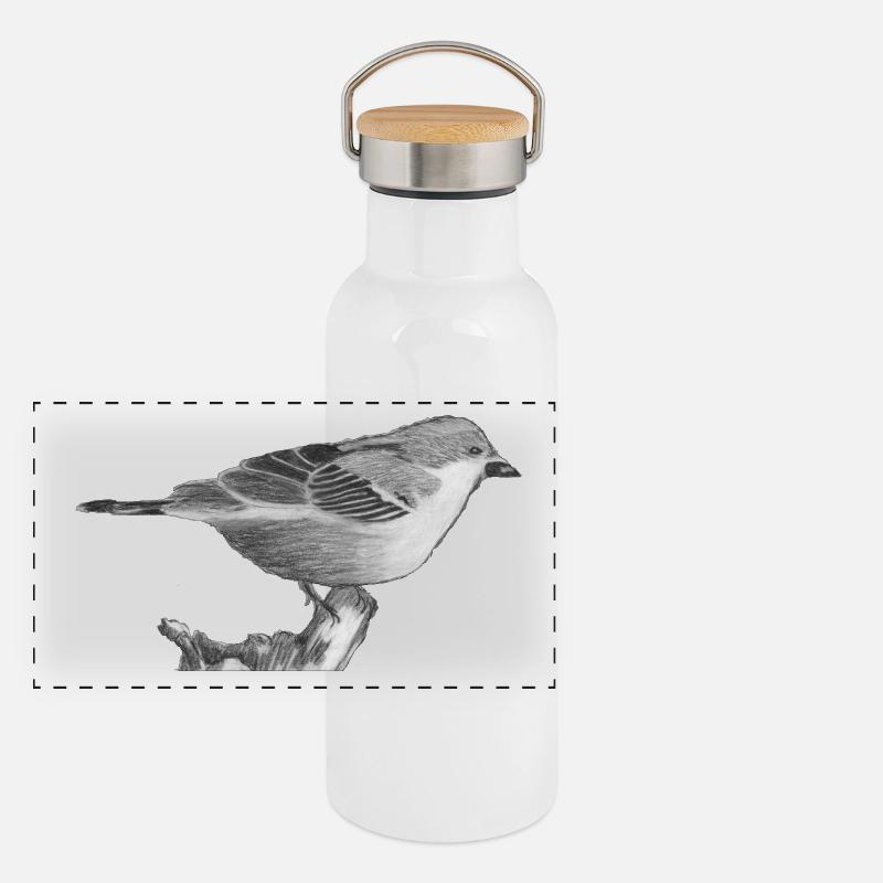 Spatz Panorama Thermosflasche mit Bambusdeckel