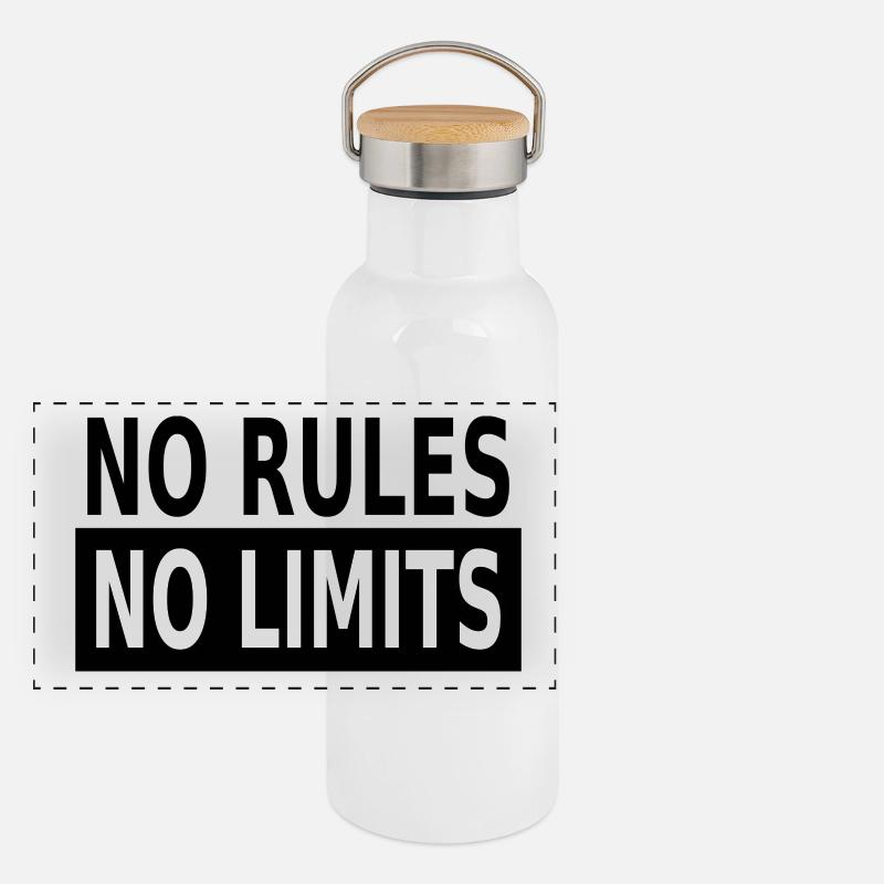 No Rules No Limits Panorama Thermosflasche mit Bambusdeckel