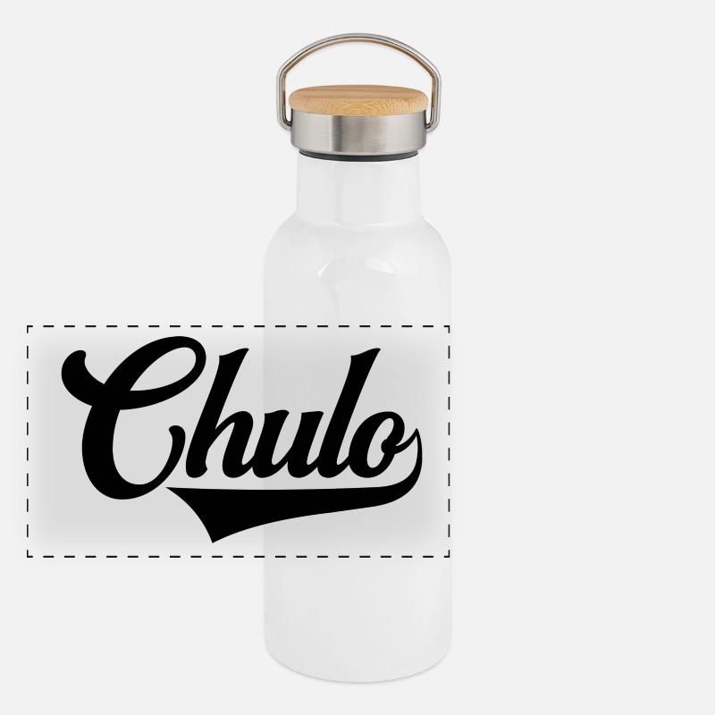 Chulo Cool Cute Men Boys Mexicain Latino Espagnol Gourde isotherme avec bouchon en bambou