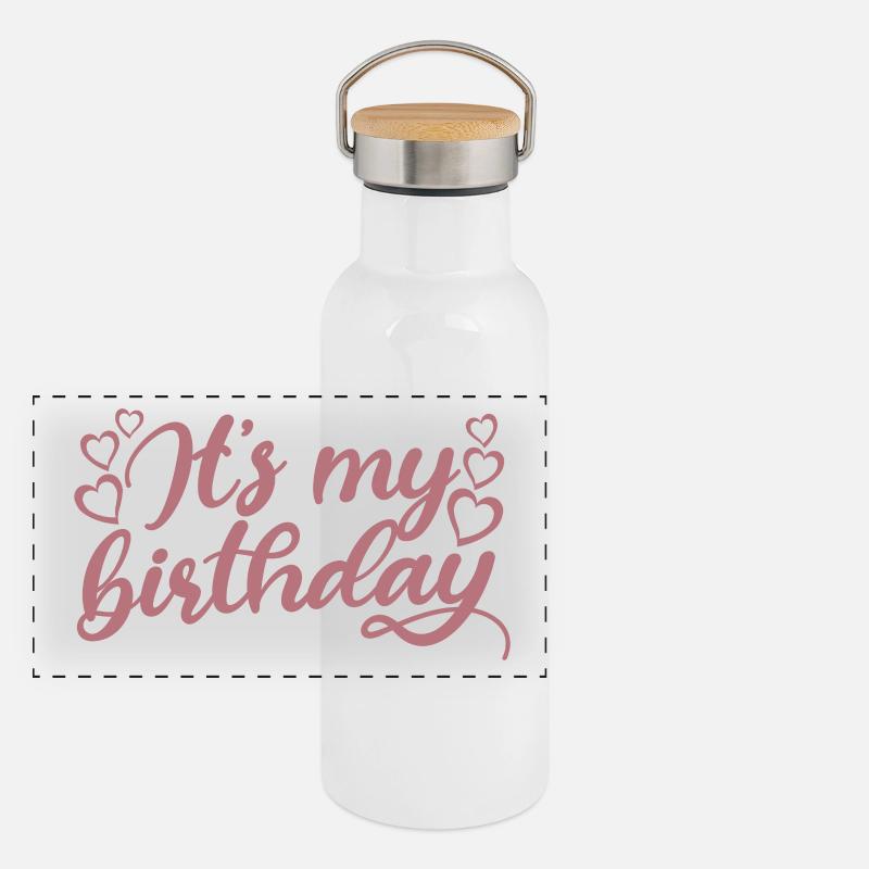 Es ist mein Geburtstag süßes Geburtstagsparty-Geschenk & Outfit Panorama Thermosflasche mit Bambusdeckel