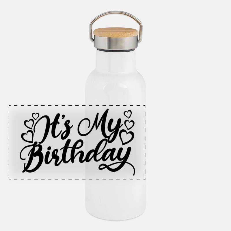 Es ist mein Geburtstag süßes Geburtstagsparty-Geschenk & Outfit Panorama Thermosflasche mit Bambusdeckel