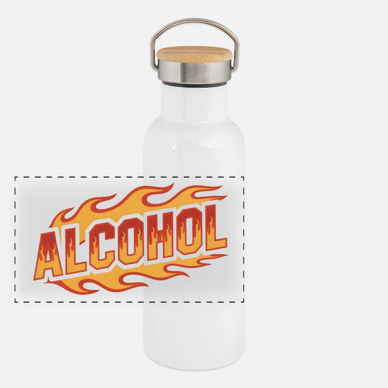 Alkohol - Cool Drinking Logo Panorama Thermosflasche mit Bambusdeckel