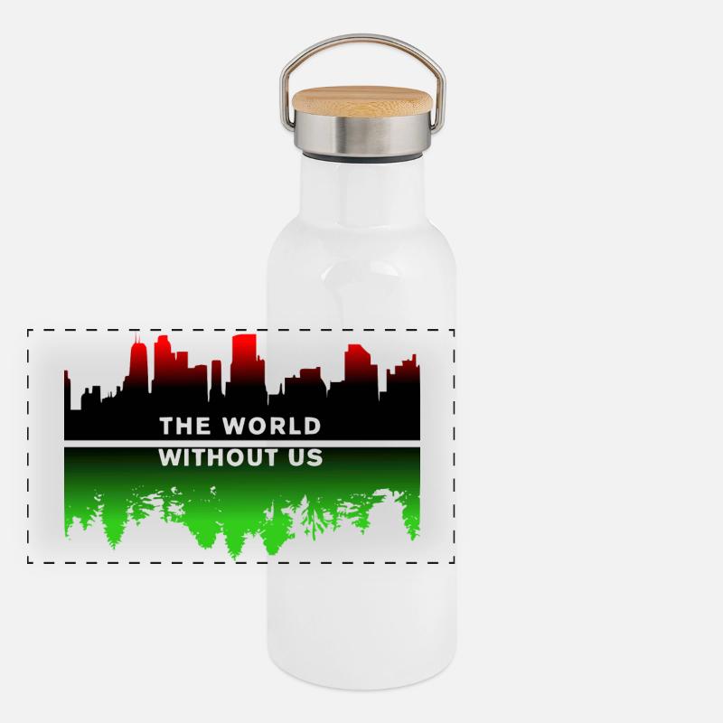 Planet Erde Panorama Thermosflasche mit Bambusdeckel