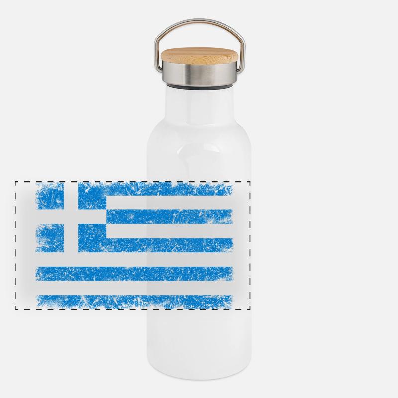 Greece Panoramic Thermal Bottle with Bamboo Lid