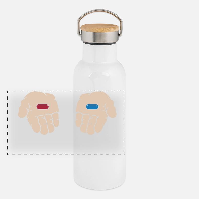 Pilule Rouge Pilule Bleue Gourde isotherme avec bouchon en bambou