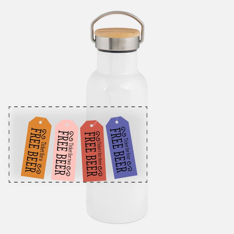 Freibier Ticket Panorama Thermosflasche mit Bambusdeckel