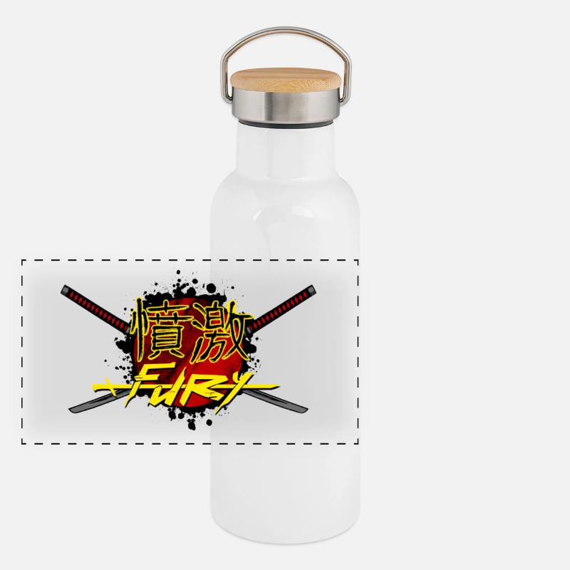 FURY Kreuzte Schwerter. Panorama Thermosflasche mit Bambusdeckel