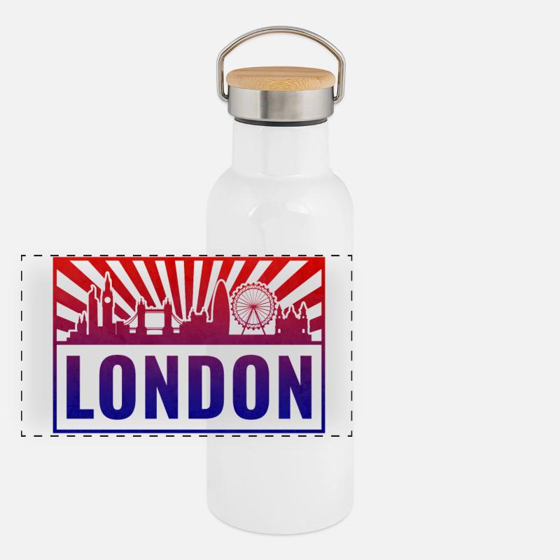 London Gradient Skyline Panorama Thermosflasche mit Bambusdeckel
