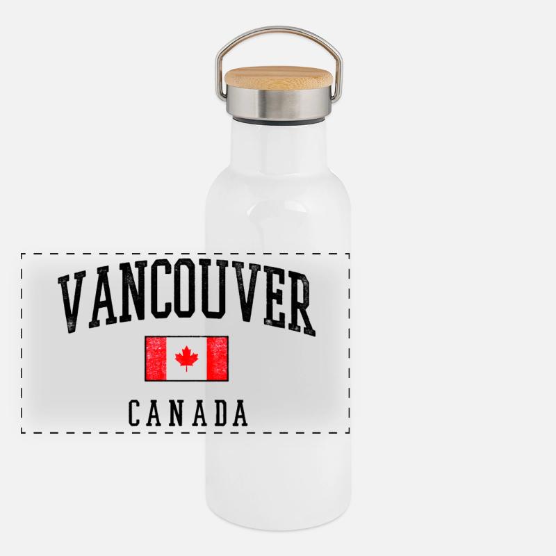 Vancouver, Canada flag Panoramic Thermal Bottle with Bamboo Lid