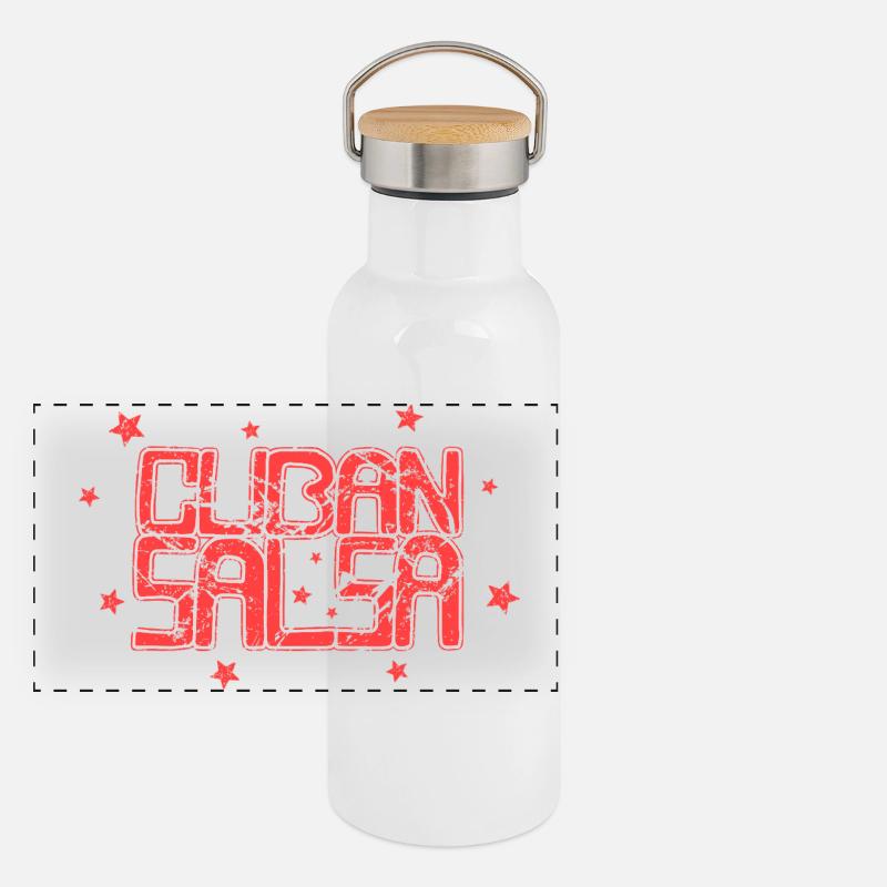 Cuban Salsa Rueda Timba Tanzen Panorama Thermosflasche mit Bambusdeckel