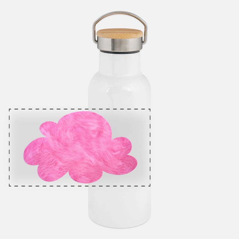 pink cloud velcro fur sky cuddly pink Panoramic Thermal Bottle with Bamboo Lid