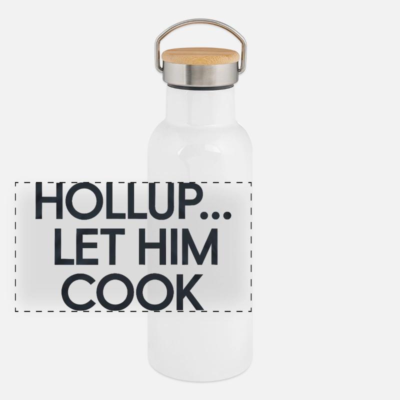 Humorous Cooking Callout Meme Design Panoramic Thermal Bottle with Bamboo Lid