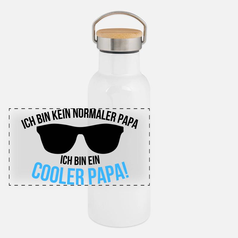 Ich bin ein cooler Papa Spruch - Panorama Thermosflasche mit Bambusdeckel - Weiß