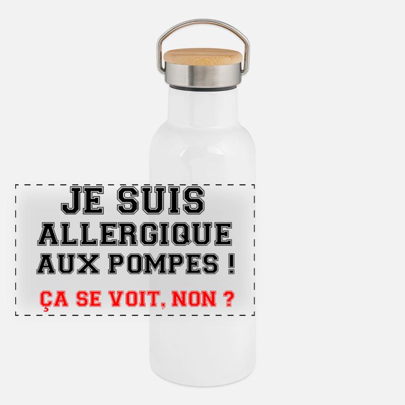 Ich bin allergisch gegen Pumpen! Panorama Thermosflasche mit Bambusdeckel