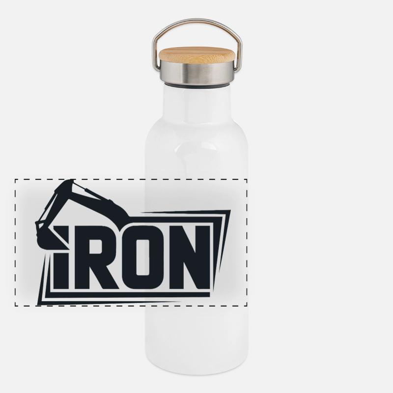Iron Crane Bold Logo Tee Panorama Thermosflasche mit Bambusdeckel