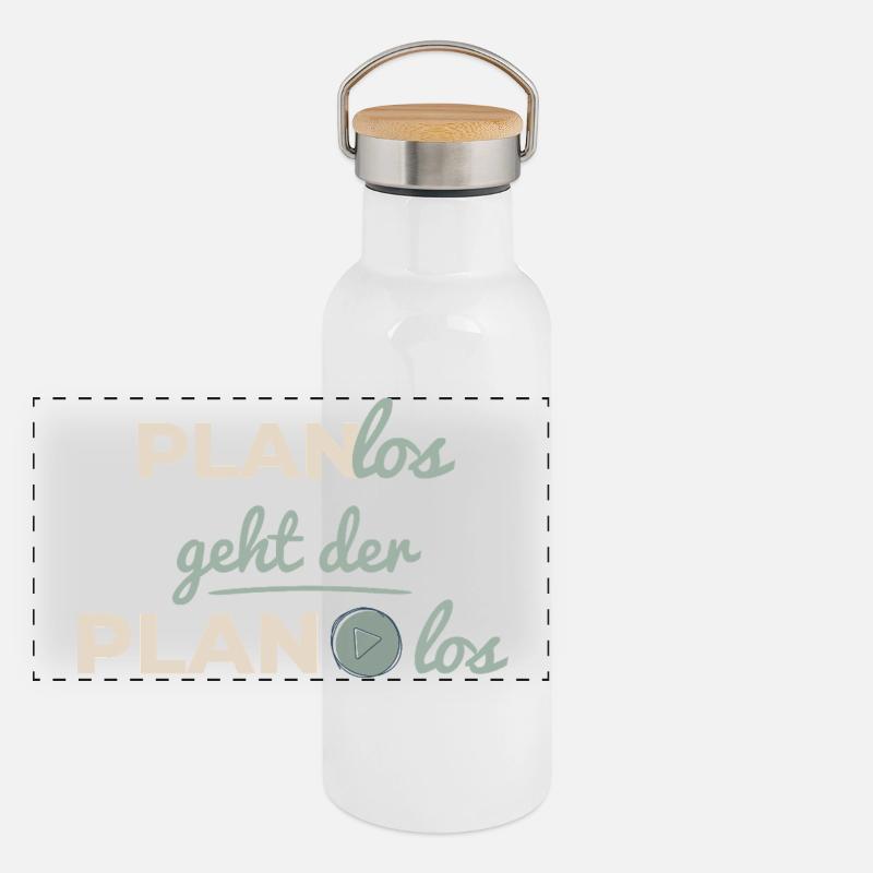 Planlos geht der Plan los  Beige Scandi Typografie Panorama Thermosflasche mit Bambusdeckel