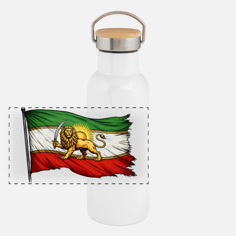 Persia Iran Flag Panoramic Thermal Bottle with Bamboo Lid